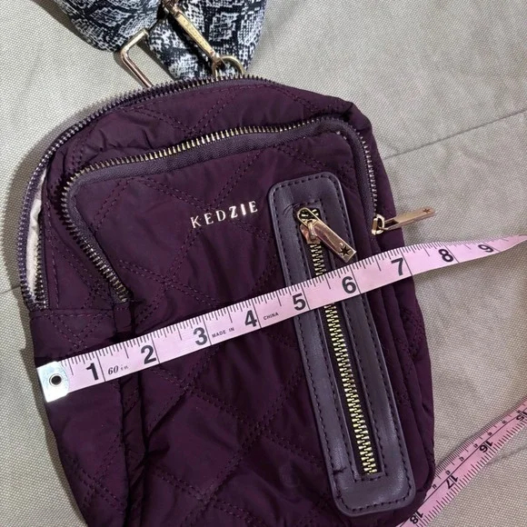 Kedzie Cloud 9 Convertible Quilted Puffer Sling Crossbody Bag burgundy mulberry. - Picture 8 of 8